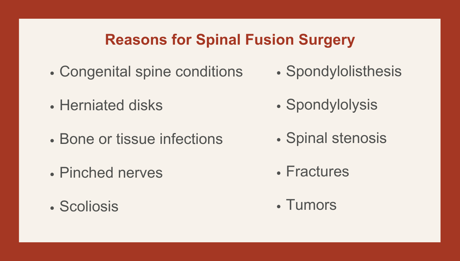 spinal fusion surgery reasons